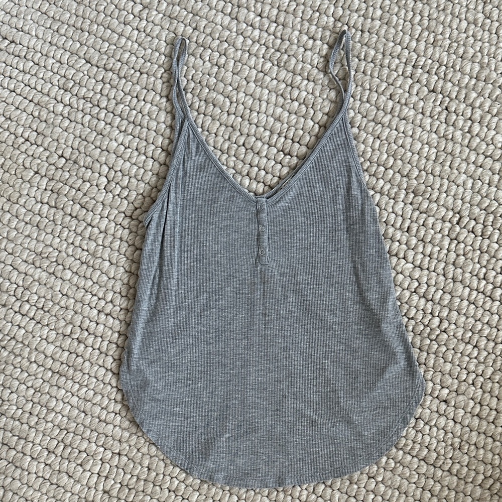 Free People Gray Ribbed V-Neck Women's Tank Top